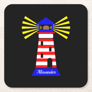 Posavasos Cuadrado De Papel Faro divertido