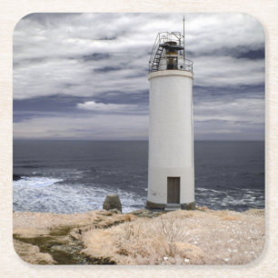Posavasos Cuadrado De Papel Faro el Galicia, España de Laxe