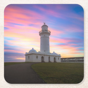 Posavasos Cuadrado De Papel Faro el   Sydney, Australia de Macquarie