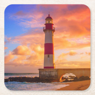 Posavasos Cuadrado De Papel Faros   Faro Itapuã Bahia Brasil