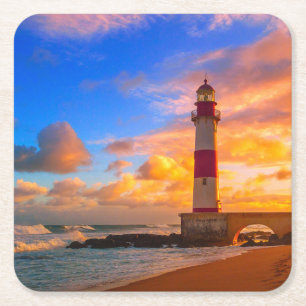 Posavasos Cuadrado De Papel Faros   Faro Itapuã de Brasil