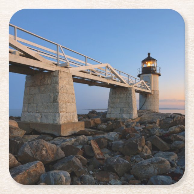 Posavasos Cuadrado De Papel Faros | Faro Port Clyde Maine (Anverso)