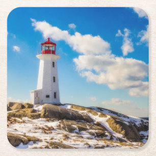 Posavasos Cuadrado De Papel Faros   Peggy's Cove Nova Scotia
