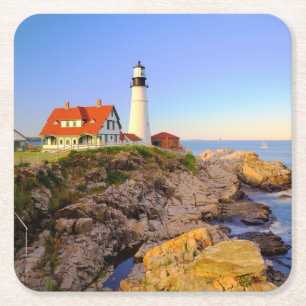 Posavasos Cuadrado De Papel Faros Rockport Lighthouse Maine