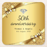 Posavasos Cuadrado De Papel Faux Metallic Gold Diamond 50 Aniversario Lujo<br><div class="desc">Faux Metallic Gold Diamond 50th Aniversario Lujosas Atracciones.</div>