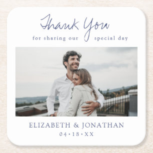 Posavasos Cuadrado De Papel Favor de la Pascua de Boda Personalizada con Foto