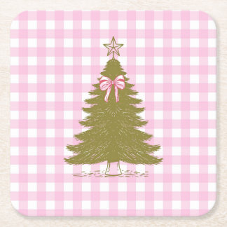 Posavasos Cuadrado De Papel Faye and Lauren Pink Holiday Paper Coaster