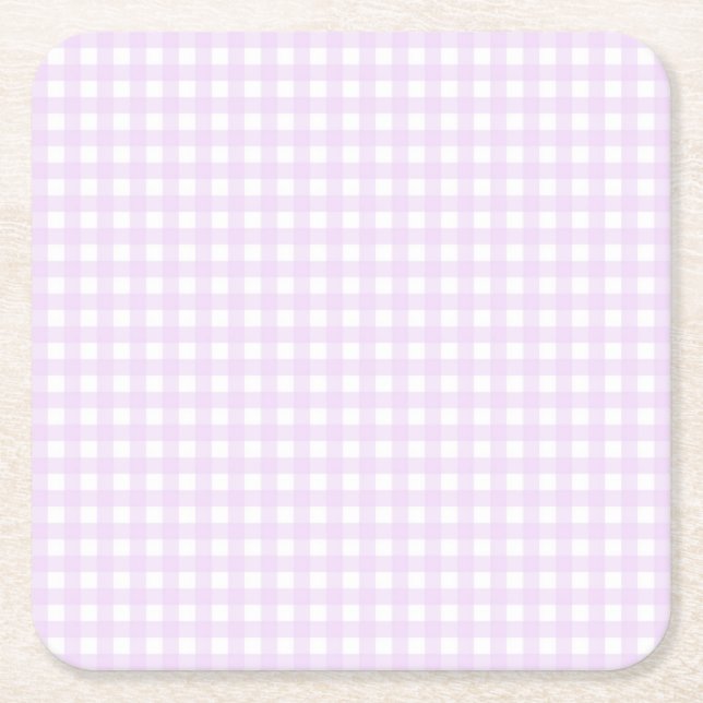 Posavasos Cuadrado De Papel Faye y Lauren Pastel Morado Gingham (Anverso)