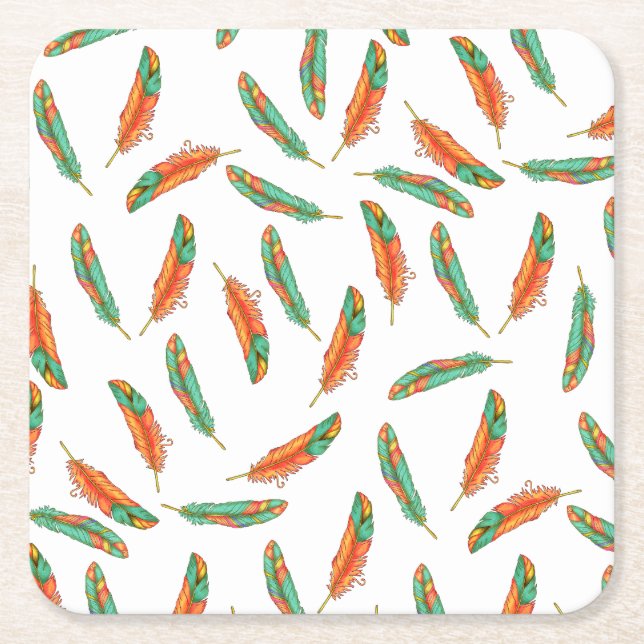 Posavasos Cuadrado De Papel Feather Coaster (Anverso)
