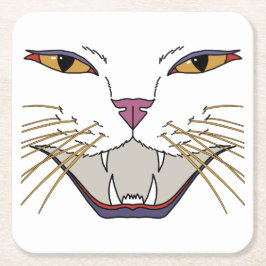 Posavasos Cuadrado De Papel Feisty Cat Lover