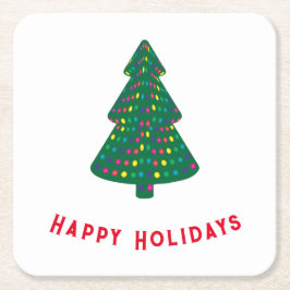 Posavasos Cuadrado De Papel Felices Fiestas