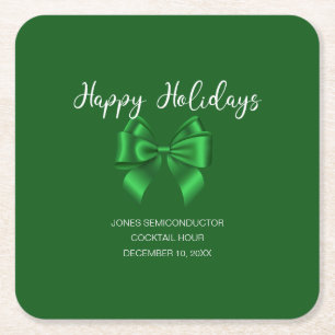 Posavasos Cuadrado De Papel Felices Fiestas Elegantes Verdes