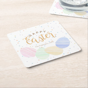 Posavasos Cuadrado De Papel Felices Huevos Pastel de Pascua