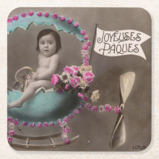 Posavasos Cuadrado De Papel Felices Pascuas