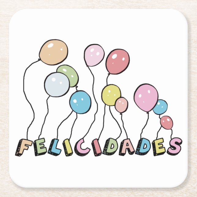 Posavasos Cuadrado De Papel Felicidades (Anverso)