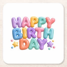 Posavasos Cuadrado De Papel Felicidades