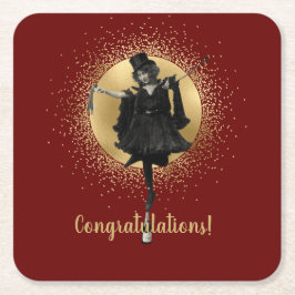 Posavasos Cuadrado De Papel Felicitaciones a Vintage Top Hat Dancer