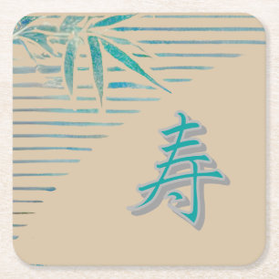 Posavasos Cuadrado De Papel felicitaciones kanji - diseño de bambú