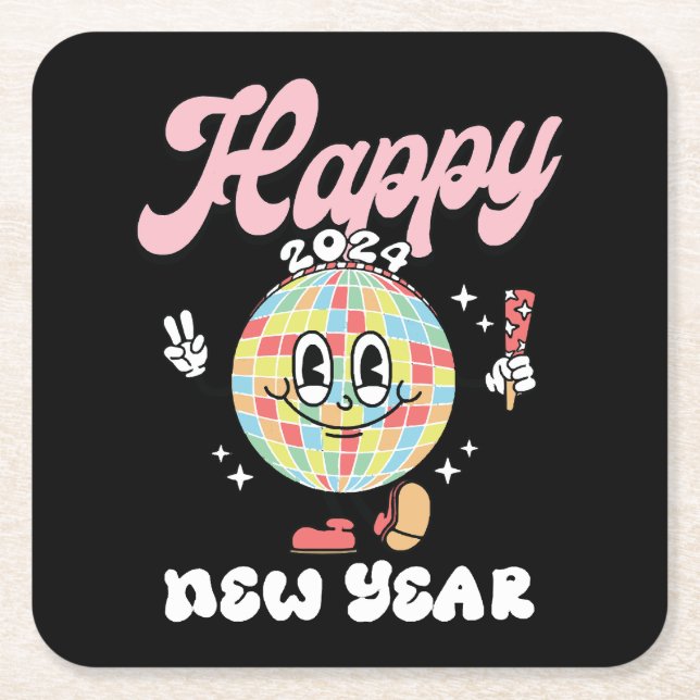 Posavasos Cuadrado De Papel Feliz 2024 (Anverso)