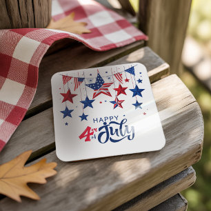 Posavasos Cuadrado De Papel Feliz 4 de julio de las estrellas colgantes ID1103