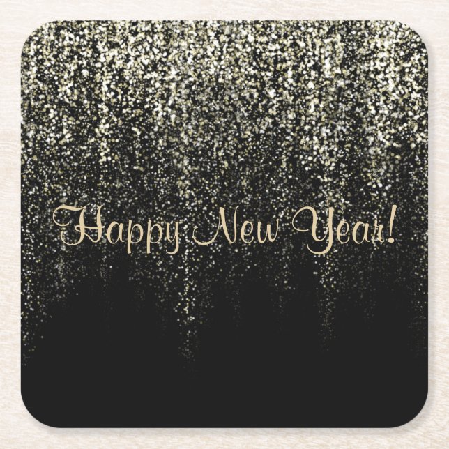 Posavasos Cuadrado De Papel Feliz Año Nuevo (Anverso)