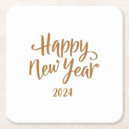 Posavasos Cuadrado De Papel Feliz Año Nuevo