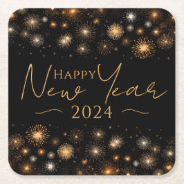 Posavasos Cuadrado De Papel Feliz Año Nuevo