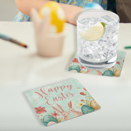 Posavasos Cuadrado De Papel Feliz Año Pascua