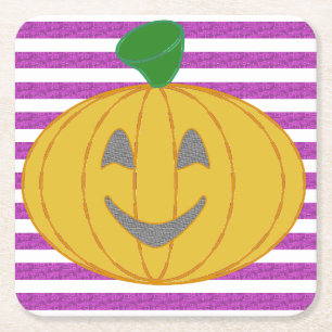 Posavasos Cuadrado De Papel Feliz Chic Moderno Naranja Calabaza Púrpura Geomét