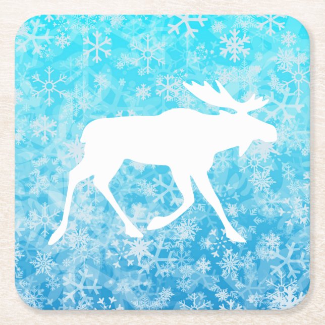 Posavasos Cuadrado De Papel Feliz Christmoose (Anverso)