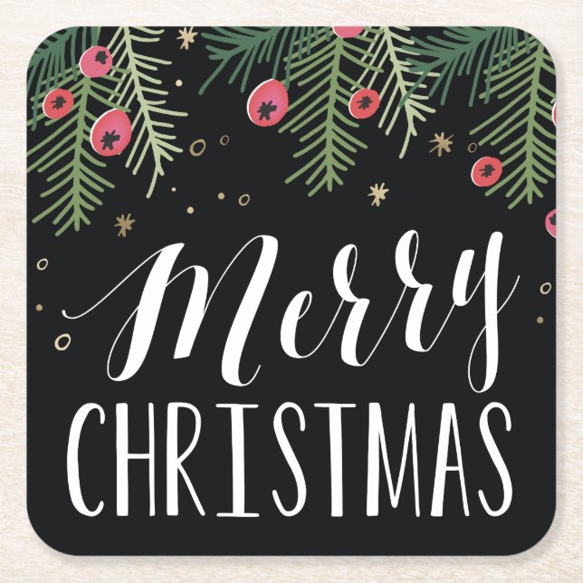 Posavasos Cuadrado De Papel Feliz colección de la baya (Anverso)