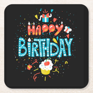 Posavasos Cuadrado De Papel Feliz cumpleaños a los negros
