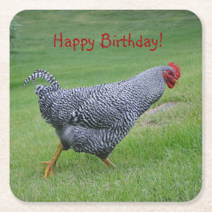 Posavasos Cuadrado De Papel Feliz cumpleaños al pollo estampado