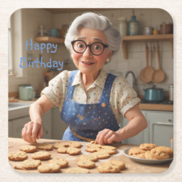 Posavasos Cuadrado De Papel Feliz cumpleaños Gramma