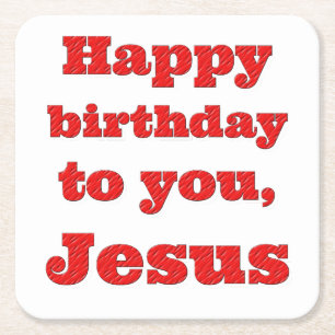 Posavasos Cuadrado De Papel Feliz cumpleaños, Jesús, regalo de Navidades