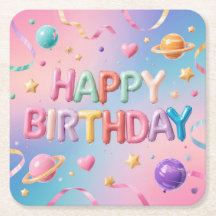 Feliz cumpleaños Pastel Coasters