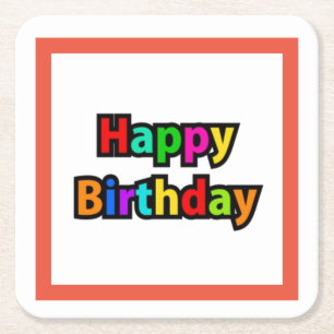Posavasos Cuadrado De Papel Feliz Cumpleaños Textos
