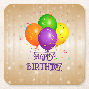 Posavasos Cuadrado De Papel FELIZ CUMPLEAÑOS...¡Vamos a festejar!