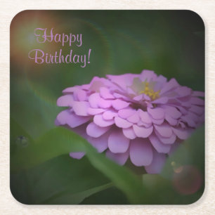 Posavasos Cuadrado De Papel Feliz Cumpleaños Zinnia Brillante Posavasos de Pap