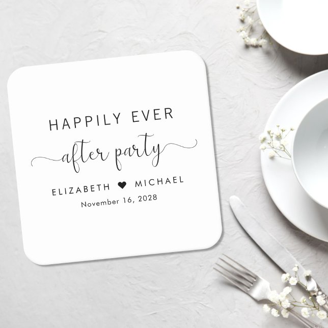 Posavasos Cuadrado De Papel Feliz desde la recepción de la boda Fiesta (Subido por el creador)