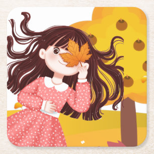 Posavasos Cuadrado De Papel Feliz Día de Acción de Gracias