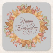 Feliz Día de Acción de Gracias Hojas de Otoño Acua