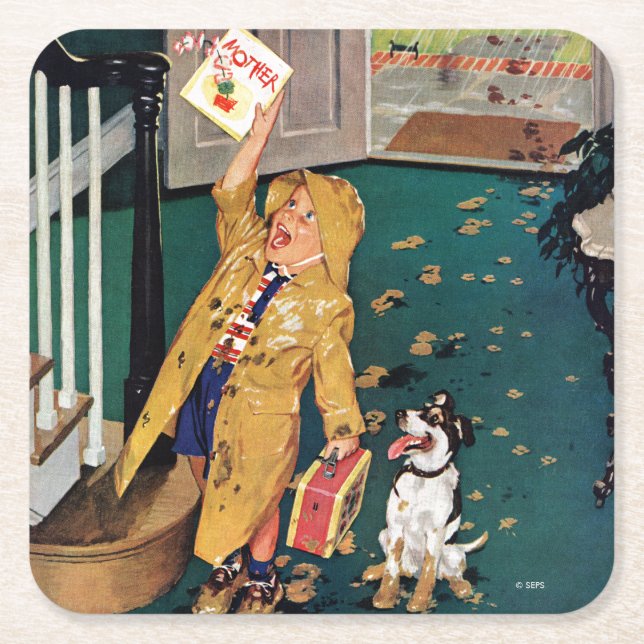 Posavasos Cuadrado De Papel Feliz Día de la Madre (Anverso)