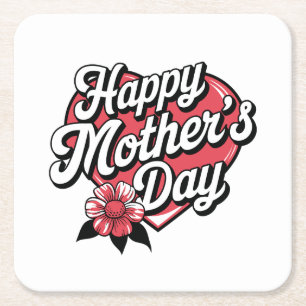 Posavasos Cuadrado De Papel Feliz Día de la Madre