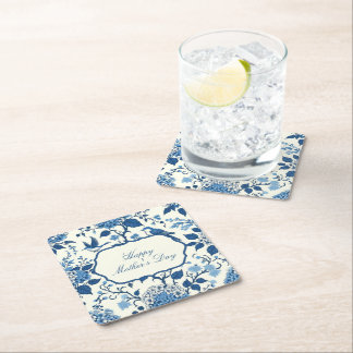 Posavasos Cuadrado De Papel Feliz Día de la Madre Elegante Floral Chinoiserie