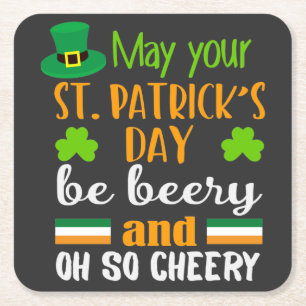 Posavasos Cuadrado De Papel Feliz día de San Patricio cervecero