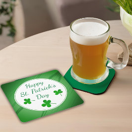 Posavasos Cuadrado De Papel Feliz Día de San Patricio, Shamrock verde irlandés