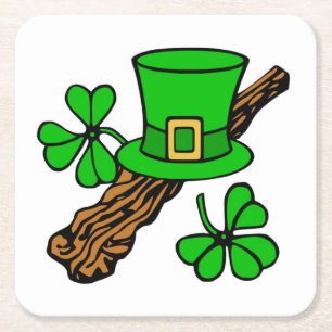 POSAVASOS CUADRADO DE PAPEL FELIZ DÍA DE SAN PATRICK