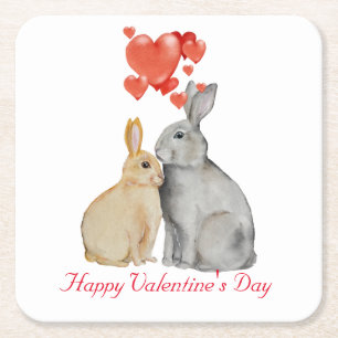 Posavasos Cuadrado De Papel Feliz Día de San Valentín