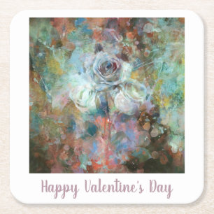 Posavasos Cuadrado De Papel Feliz día de San Valentín.